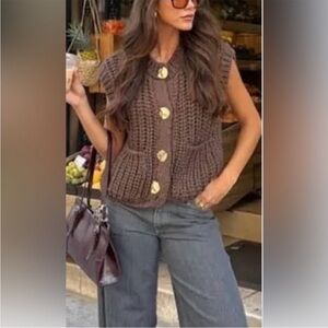 Zara Chunky Brown Knit Sweater